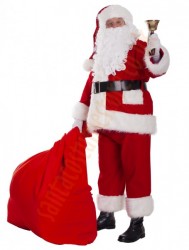 Professional Santa suit with long fur - bell, gloves