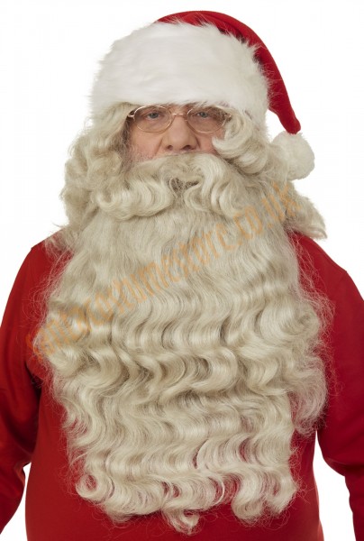 authentic santa beard with wig, natural santa beard with hat