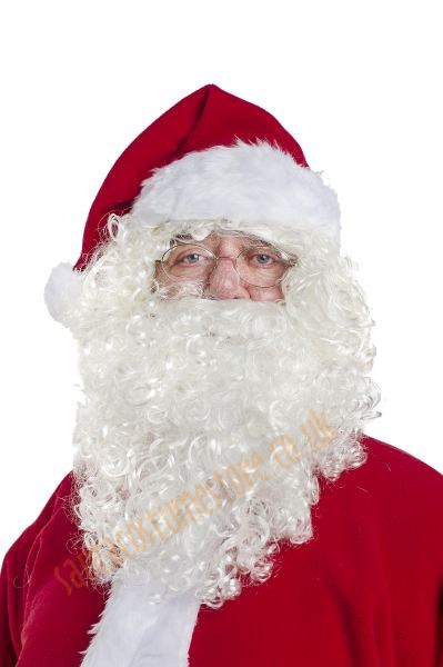 curly Santa beard with wig, white Santa beard