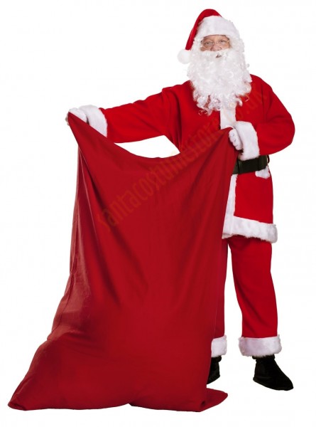 Santa suit with jacket and sack, big red sack for presents