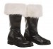 black artificial leather Santa boots - ecru faux fur