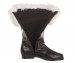 black artificial leather Santa boots - ecru faux fur - inside