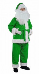 green Santa suit made of fleece - jacket, trousers and hat