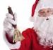 big Santa's brass bell with wooden handle - in hand, Santa with big bell
