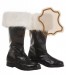 real leather santa boots with ecru faux fur