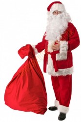 Santa suit with long fur - sack for presents/glasses