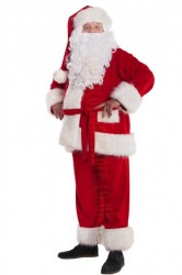 Professional Santa suit with long fur - jacket, trousers, hat and beard