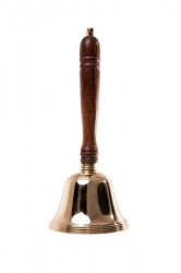 huge Santa's brass bell with wooden handle