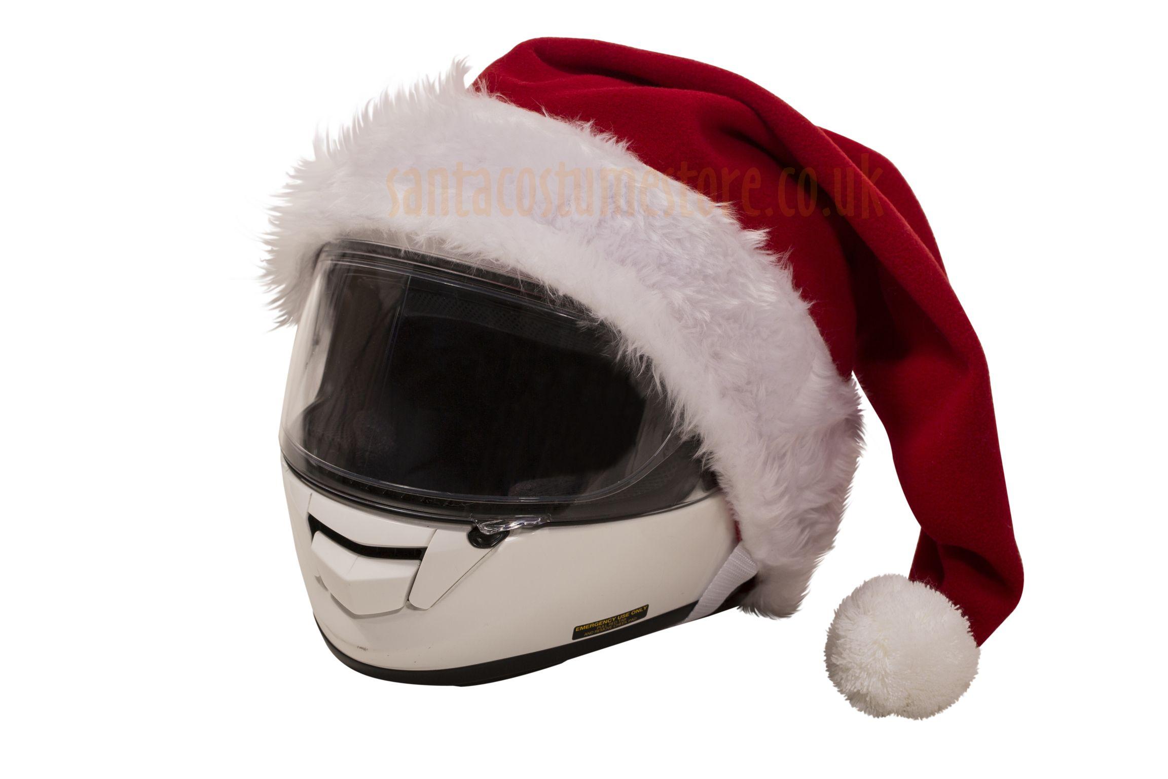 Santa hat for motorcycle helmets - santacostumestore.co.uk